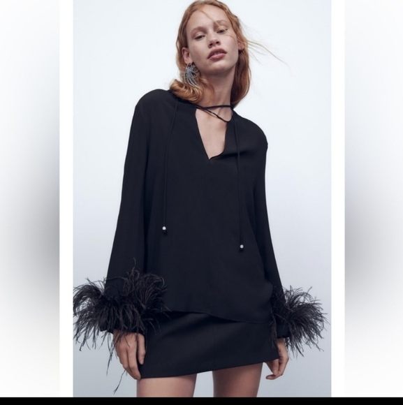 Zara Flowy Feather Blouse - Picture 8 of 10